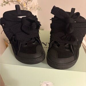Lanvin Black High-Top Sneakers with Oversized Bow Laces